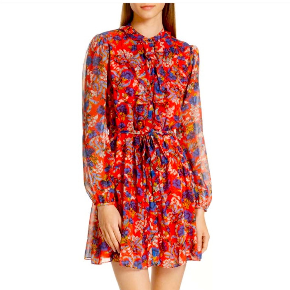 Saloni - vibrant colors, ruffles along bodice. Great spring/summer dress!